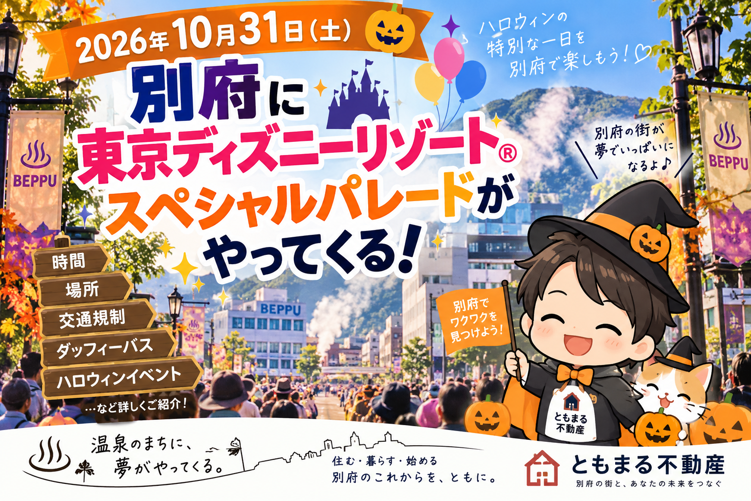 【2026年】ハロウィンにディズニーが別府へ！10月31日スペシャルパレード開催｜時間・場所・交通規制まとめ